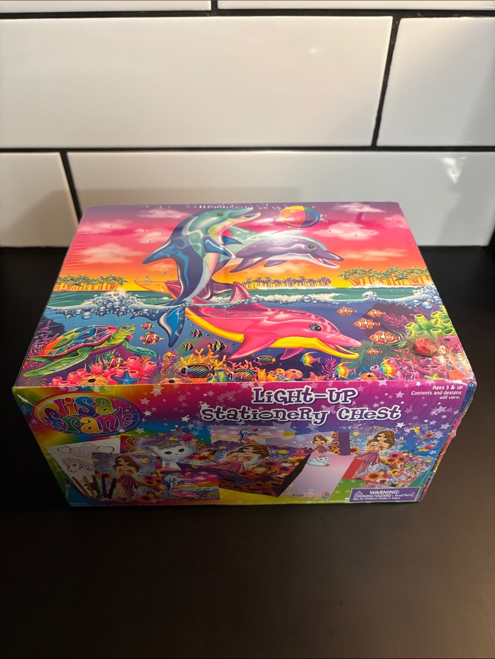 Lisa Frank Dancing Dolphins Light-Up Stationery Chest - Factory Sealed